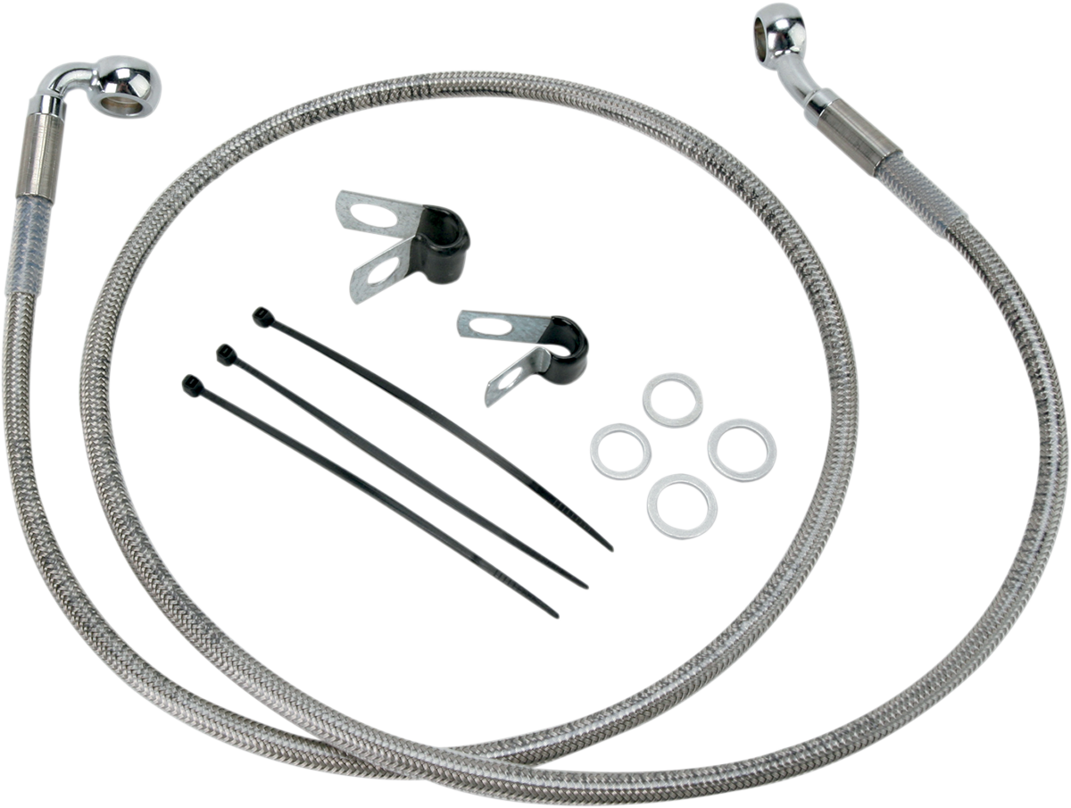 Drag specialties Brake Line - Front - +8" - Stainless Steel Harley Davidson