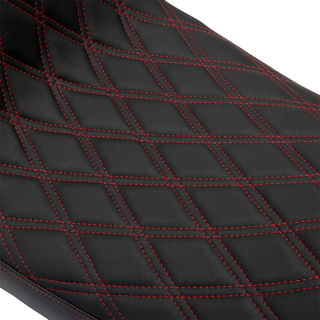 Drag specialties seats Predator 2-Up Seat - Vinyl - Double Diamond Red Stitch - w/o Backrest - FLH '08-'23 Harley Davidson