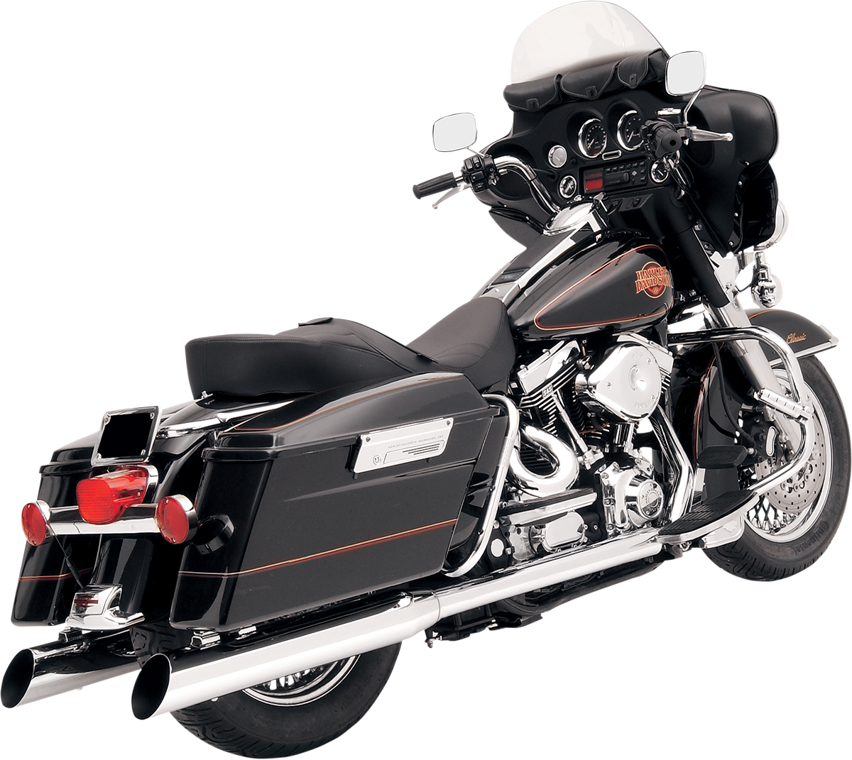 Bassani Chrome Slant Cut Slip On Mufflers for 95-16 Harley Touring FLHT FLHX