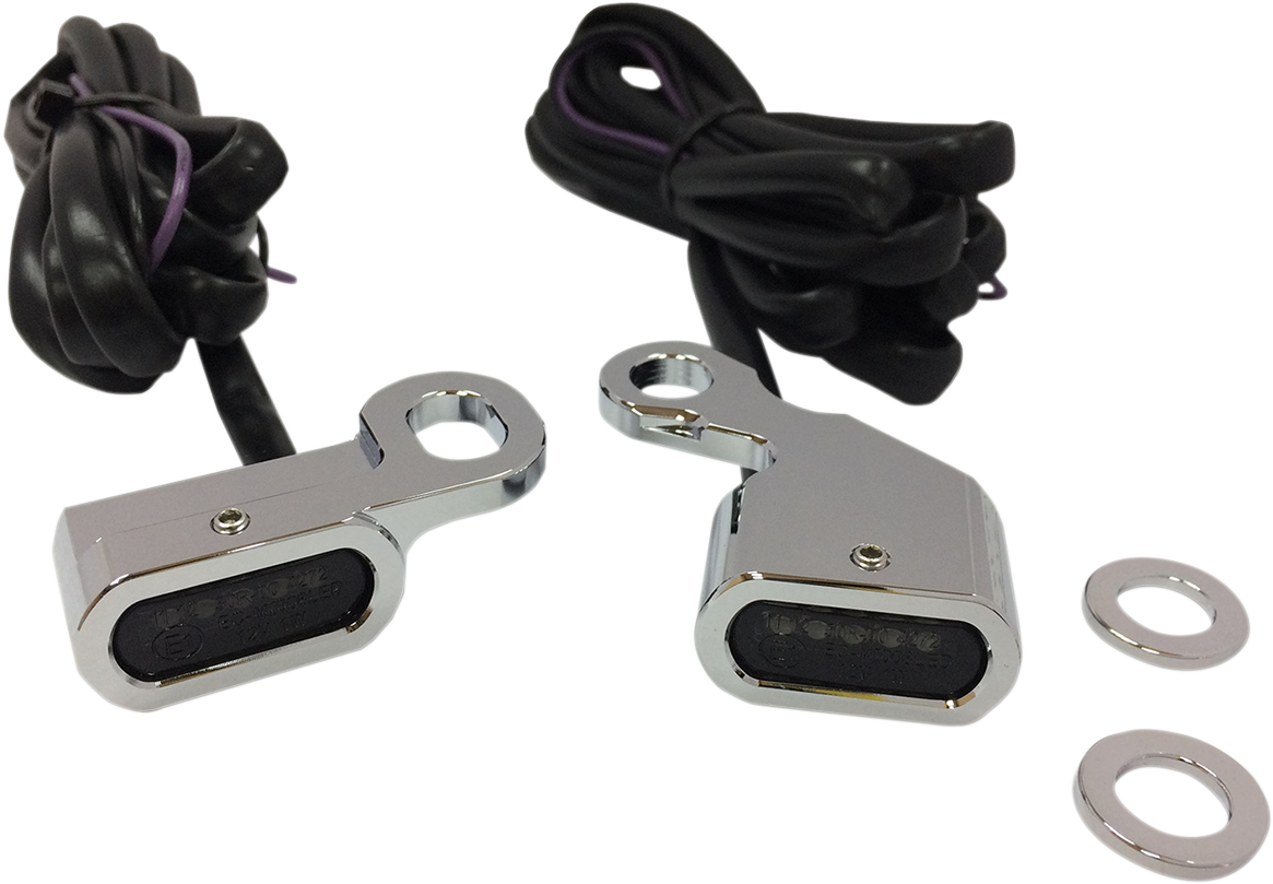 Drag specialties LED Handlebar Marker Lights - Chrome/Smoke Harley Davidson