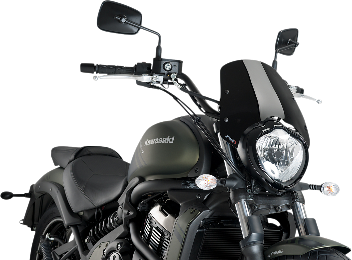 Puig hi-tech parts New Generation Windscreen - 12-1/4" - Black - Vulcan 2015-2024 Kawasaki EN650 Vulcan S / 2017-2022 Kawasaki EN650 Vulcan S ABS Cafe
