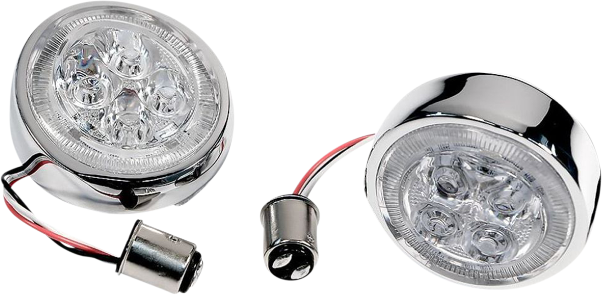 Ciro Fang Rear LED Bullet Turn Signal Inserts With Bezel For Harley 2000-2025