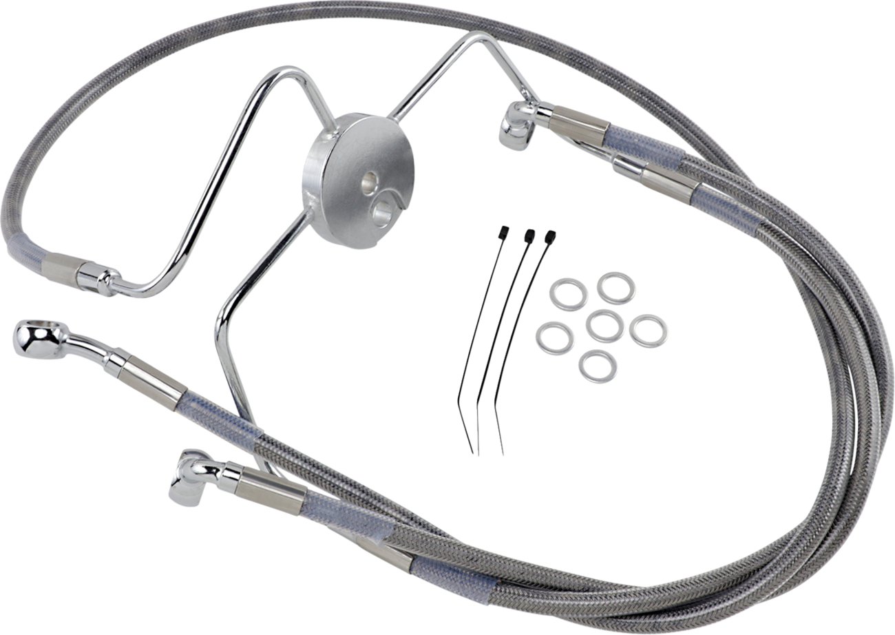 Drag specialties Brake Line - Front - +10" - Stainless Steel Harley Davidson
