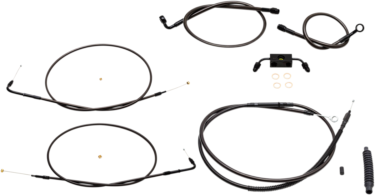 LA CHOPPERS Standard Midnight Braided Handlebar Cable/Brake Line Kit — Ape Hanger/Mini