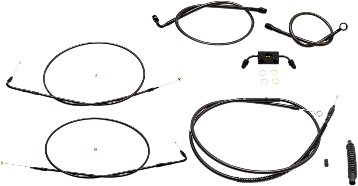 LA CHOPPERS Standard Midnight Braided Handlebar Cable/Brake Line Kit — Ape Hanger