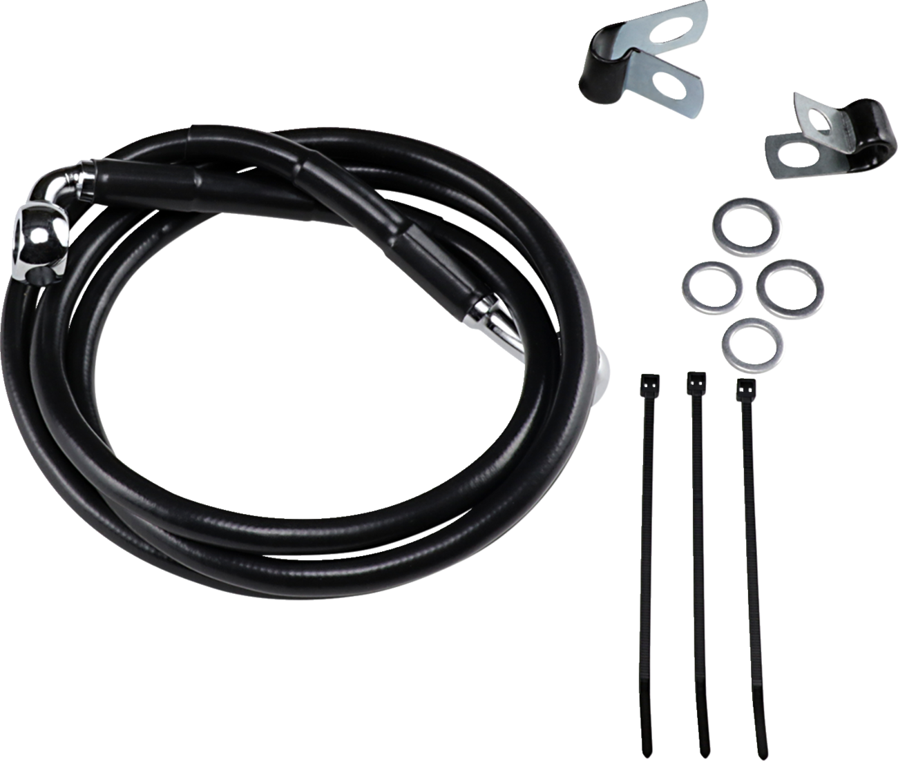 Drag specialties Brake Line - Front - Black - +4" Harley Davidson