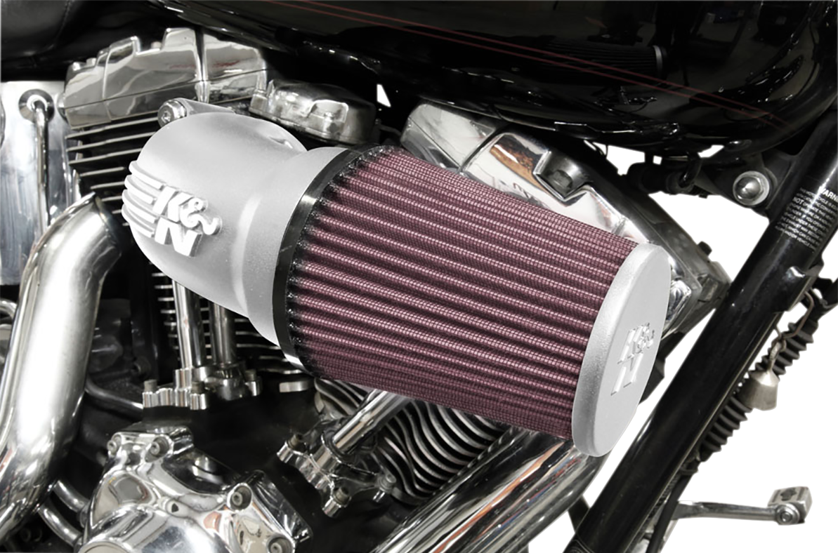 K & n Aircharger® Intake System with Cast Aluminum Intake Tube - Satin Silver Harley Davidson
