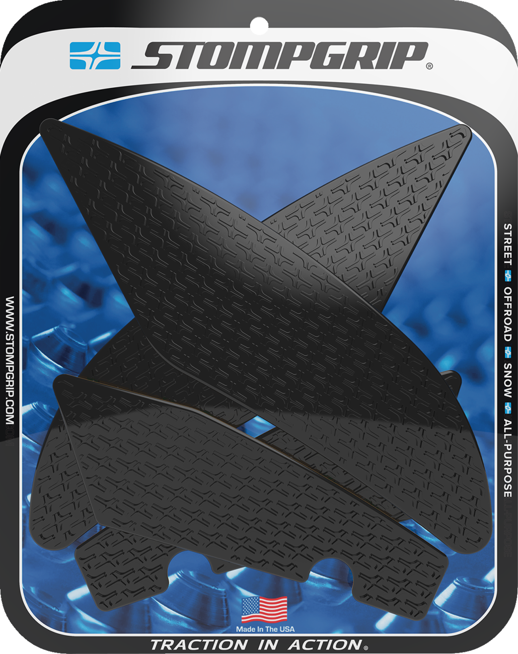 Stompgrip Traction Pad Tank Grips - Icon - Black - YZF-R6 2017-2020 Yamaha YZF-R6