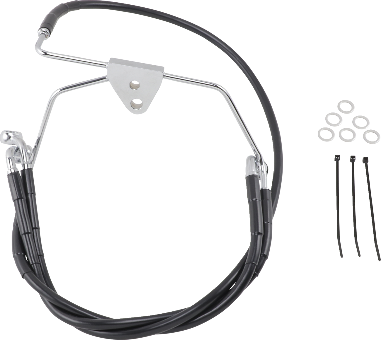 Drag specialties Brake Line - Front - Black - +6" - FLH '96-'07 Harley Davidson