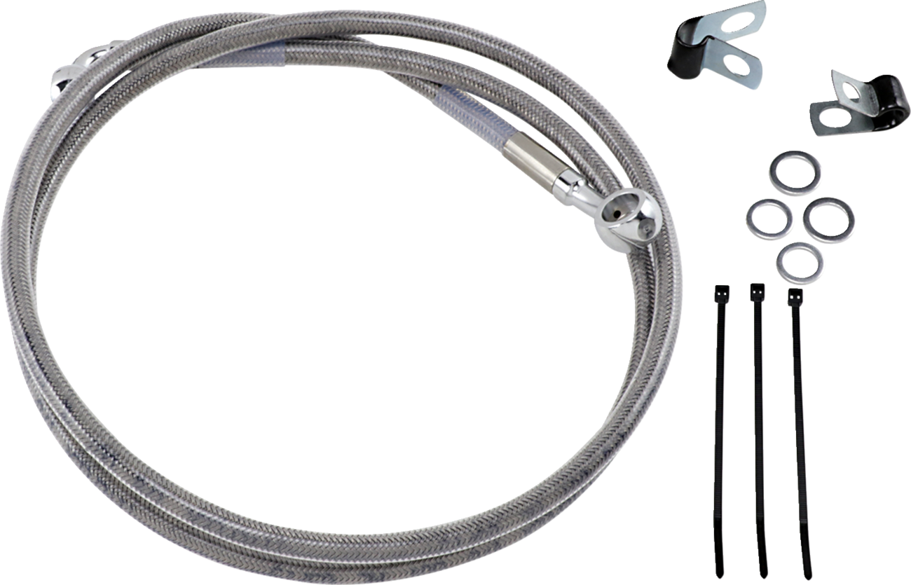 Drag specialties Brake Line - Front - +8" - Stainless Steel Harley Davidson