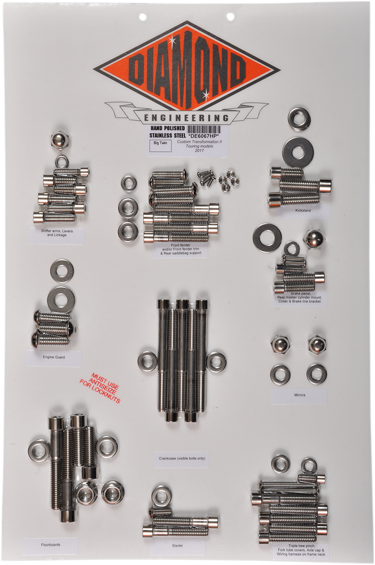 Diamond engineering Custom Transformation II Fastener Kit Harley Davidson