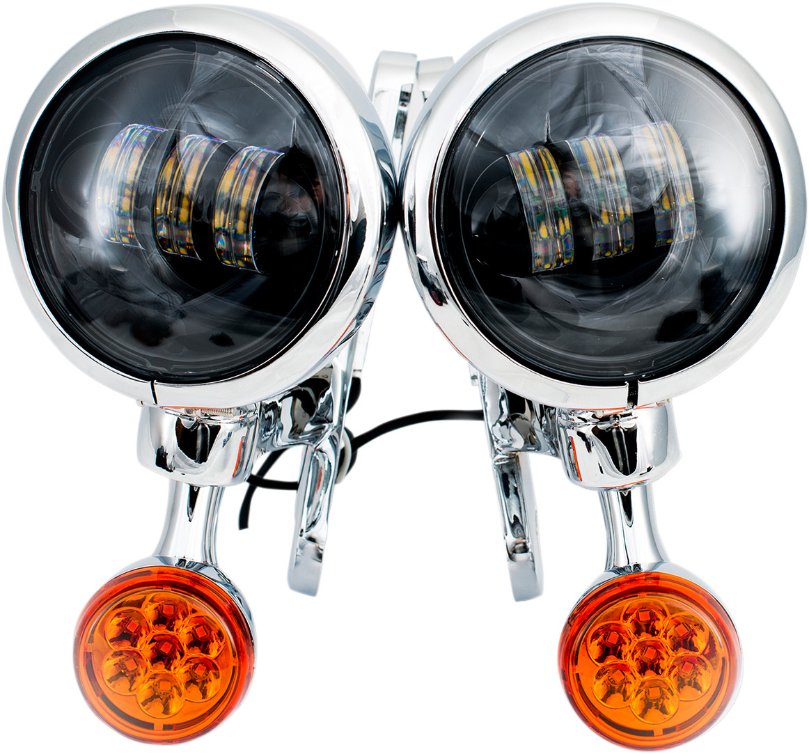 Rivco Light Brackets with LED Auxiliary Lights and Turn Signals For Harley Touring 1994-2025