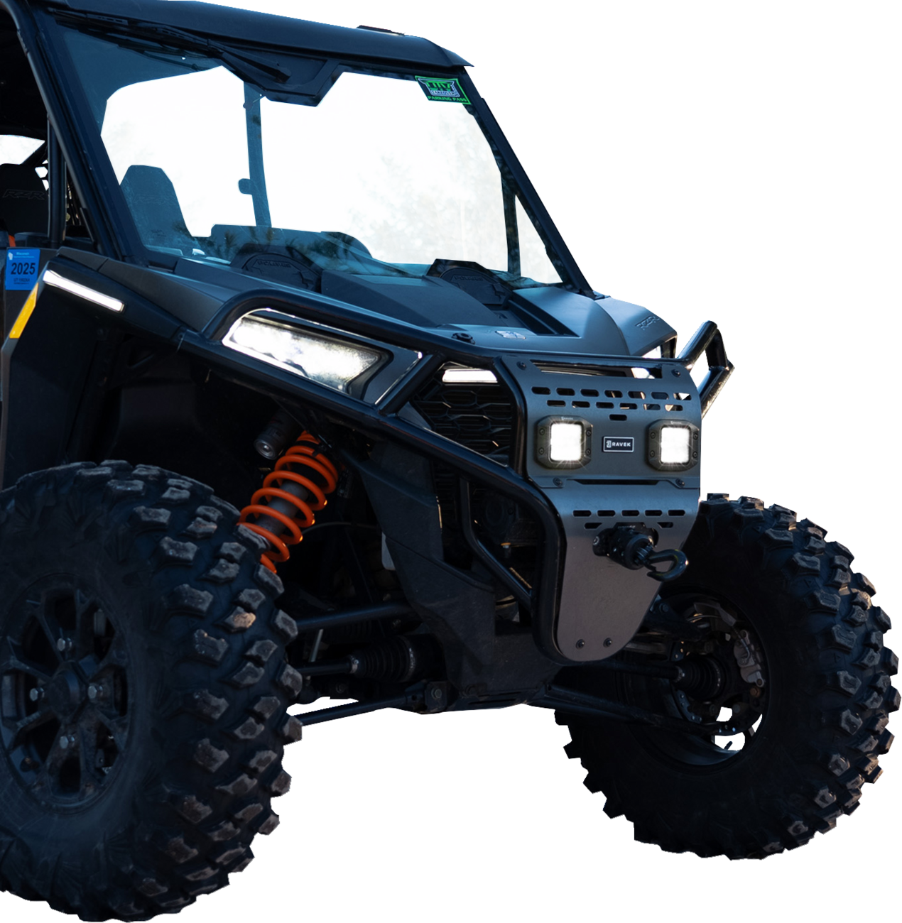 Ravek Front Bumper/Skid Plate with White Lights - Black - RZR XP 1000 2024-2025 Polaris RZR XP 1000 Premium / 2024-2025 Polaris RZR XP 1000 Sport / 2024-2025 Polaris RZR XP 1000 Ultimate