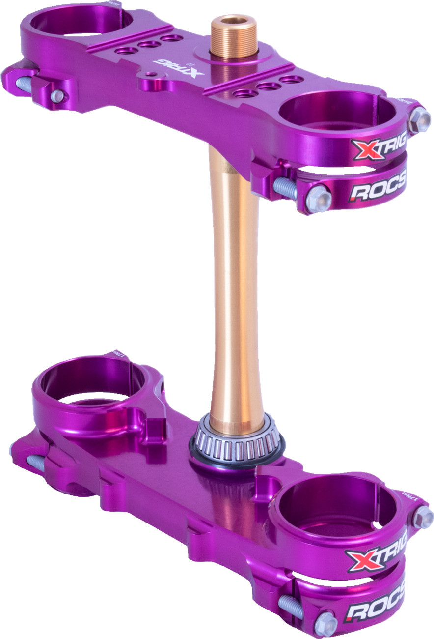 Xtrig ROCS Tech Triple Clamp Set Yamaha YZ250F 2024+ / YZ450F 2023+ 22mm Offset Purple