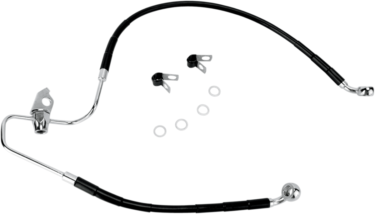Drag specialties Brake Line - Rear - Black Harley Davidson