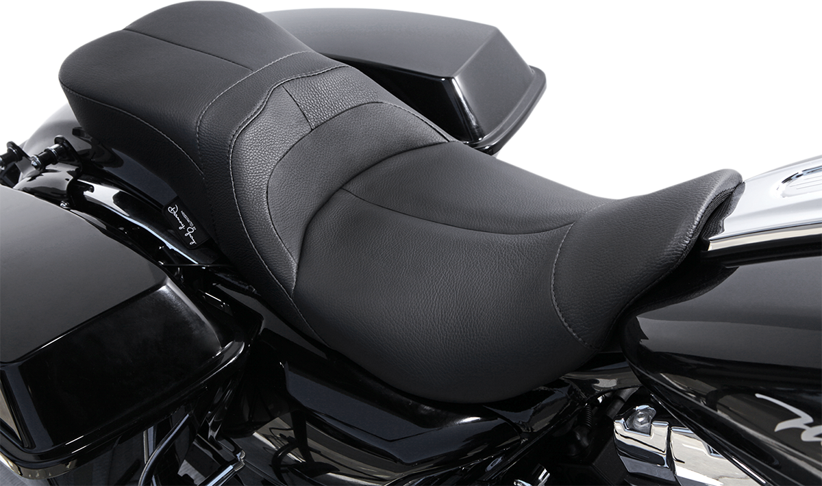 Danny Gray Leather Black LowIST 2up Seat for 08-19 Harley Touring FLHX ...