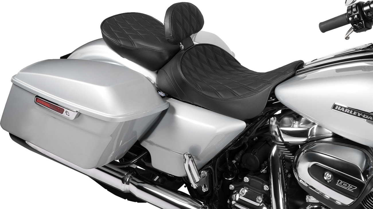 Drag specialties seats EZ Glide II Backrest - Small - Vinyl - Double Diamond Black Stitch