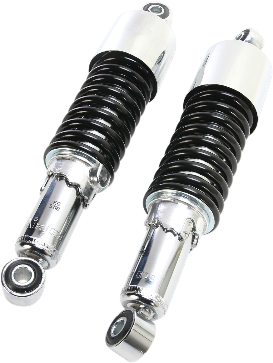 Emgo Custom Shorty Shocks with Shroud - Chrome Body/Black Spring Finish - Eye Lowering