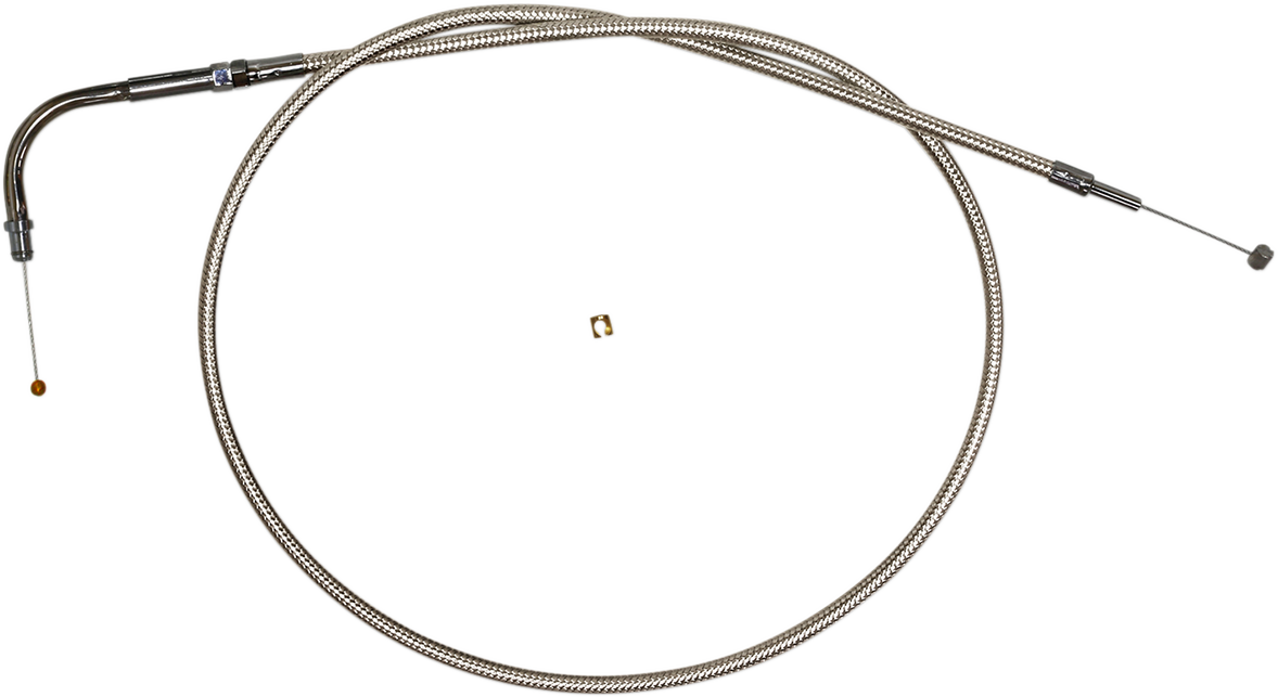 Magnum shielding Polished Stainless Steel Braided Throttle Cable - 43-1/2" Harley Davidson