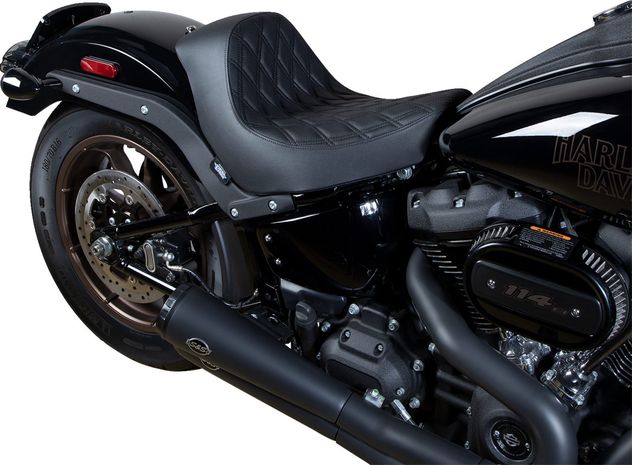 Drag specialties seats Solo Seat - Double Diamond - Black Stitching - FL/FX '18-'23 Harley Davidson