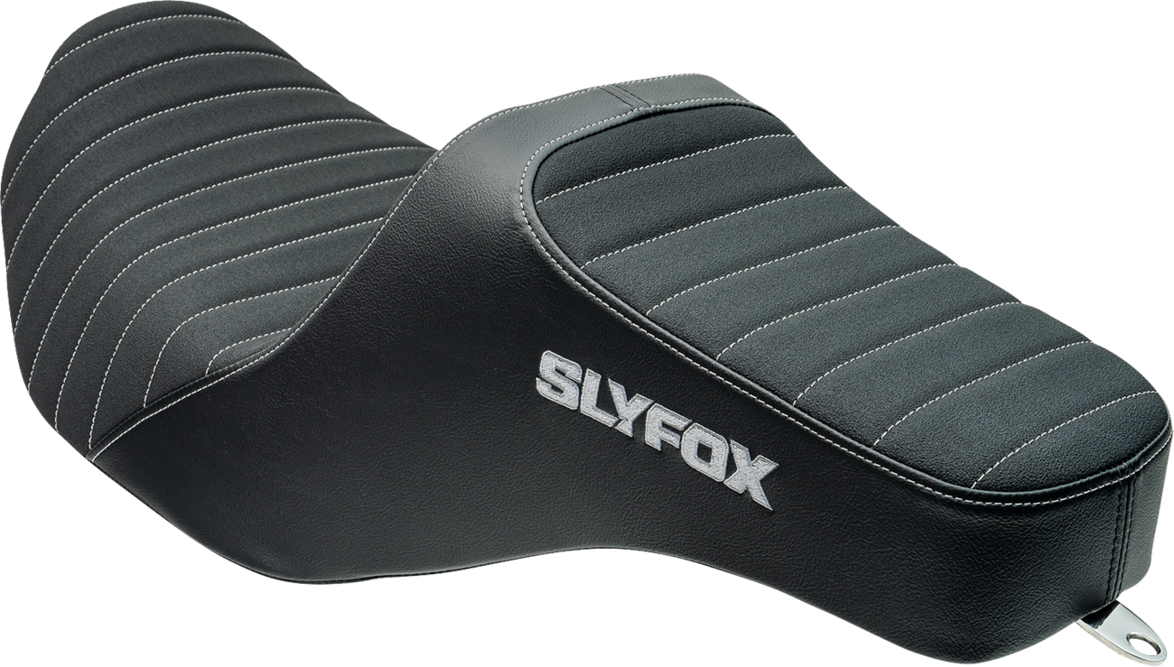 Slyfox High Noon Seat - Vinyl - Classic Stitch - Gray Logo - FLH/FLT '23-'24 Harley Davidson