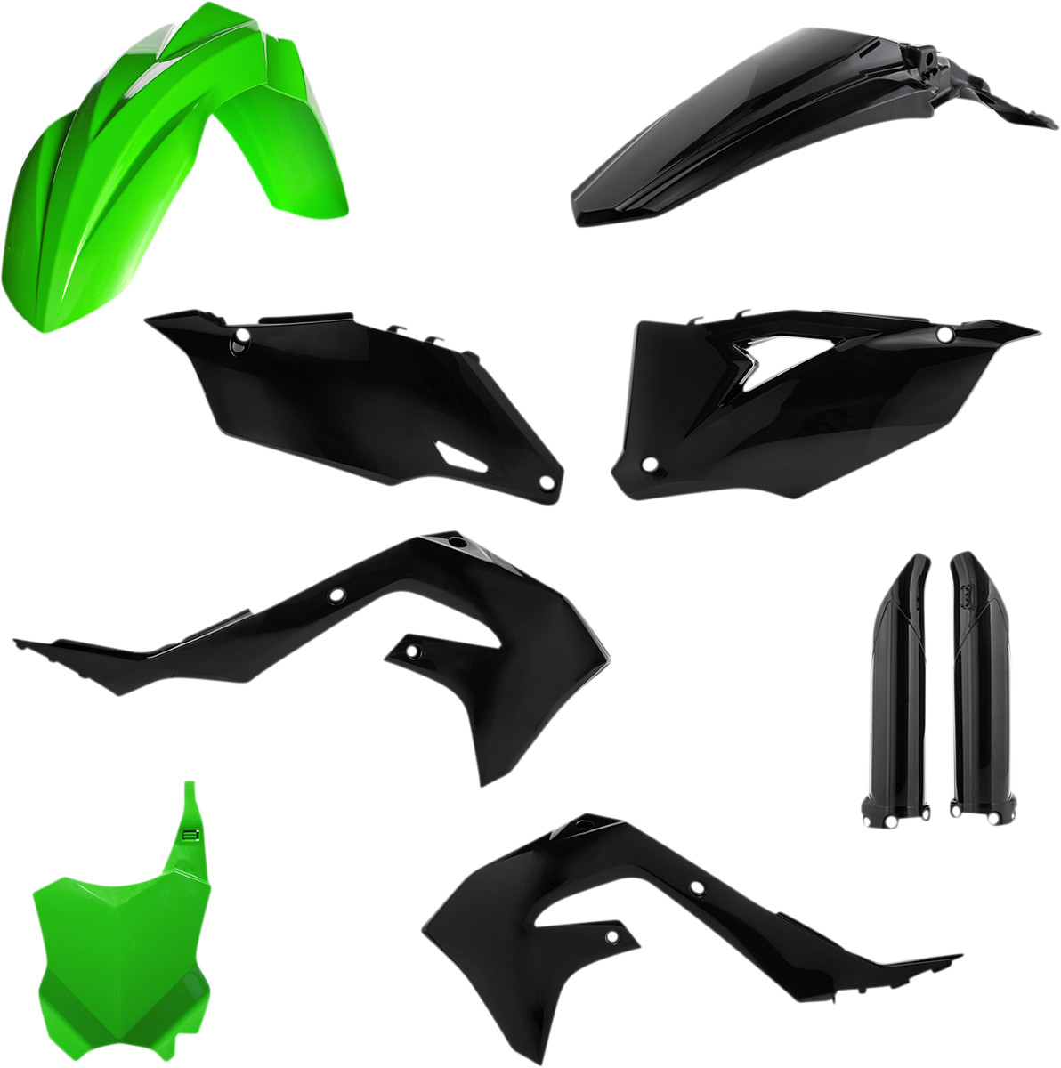 Acerbis Radiator Shrouds 2021-2024 Kawasaki KX250X, 2019-2023 Kawasaki KX450, 2021-2023 Kawasaki KX450X - Black/Green 2736291089