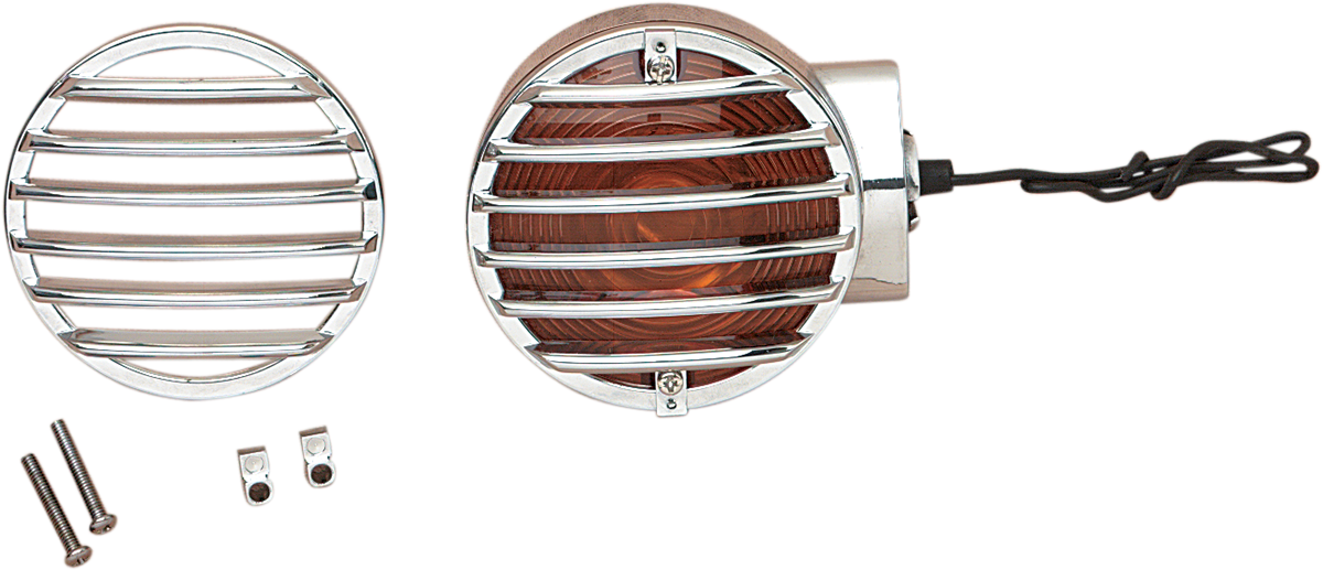 Drag specialties Turn Signal Lens Grille - Chrome Harley Davidson