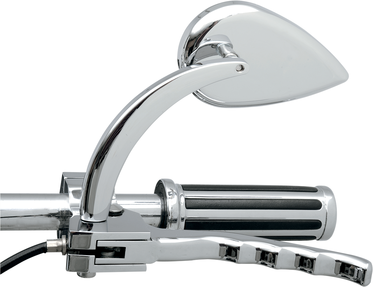 Drag specialties Mirror - Side View - Teardrop - Chrome - Curved/Long Stem - Each