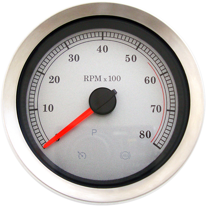 Drag specialties 4" Electronic Tachometer - White Face Harley Davidson
