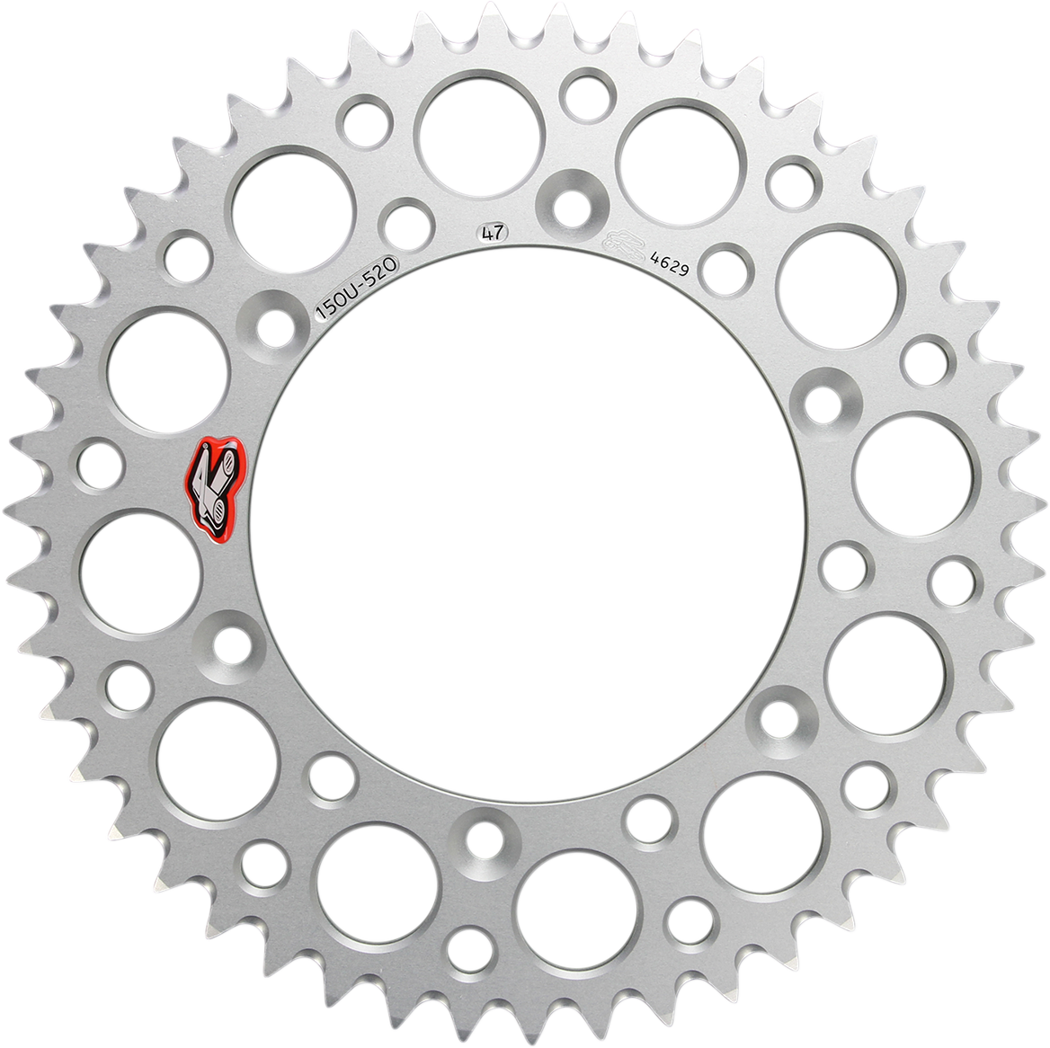 Renthal Rear Sprocket - Aluminum - 47 Tooth - Silver - Yamaha/Honda 47T