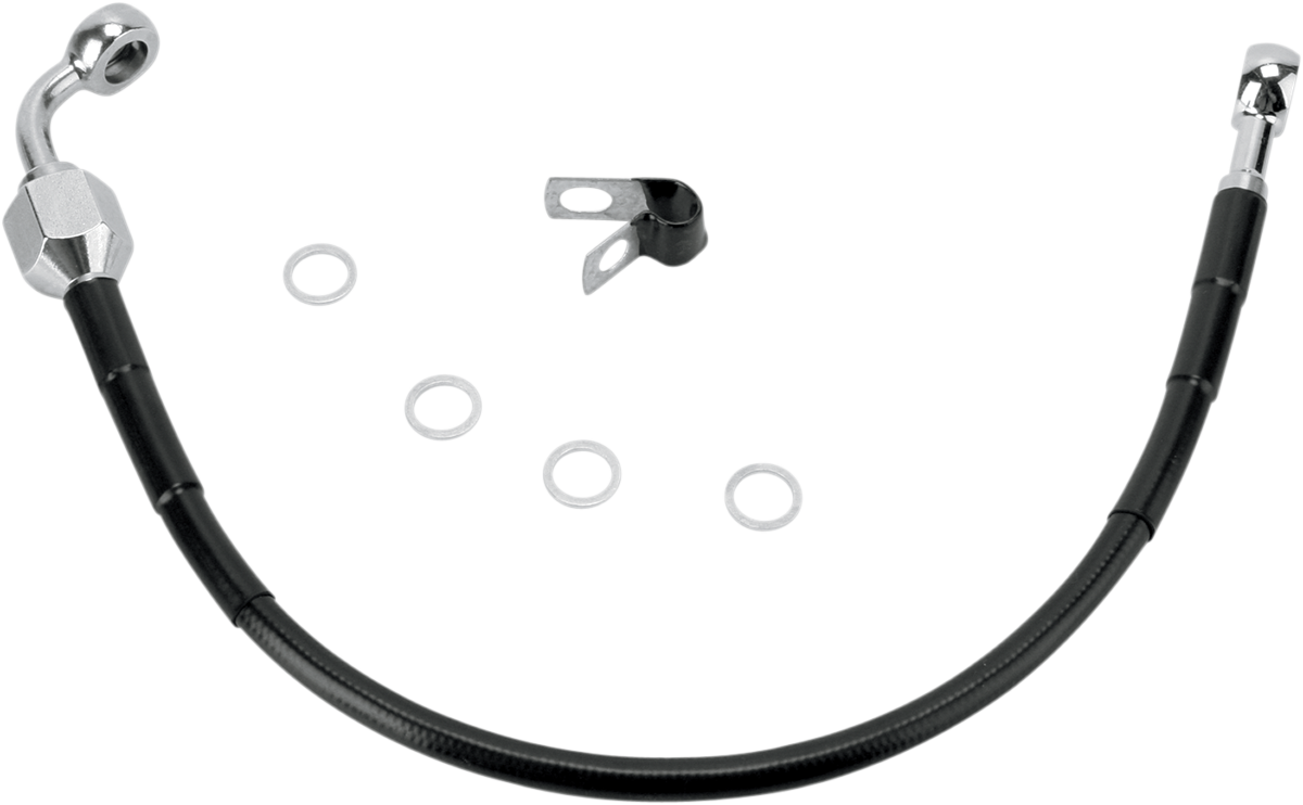 Drag specialties Brake Line - Rear - Black Harley Davidson
