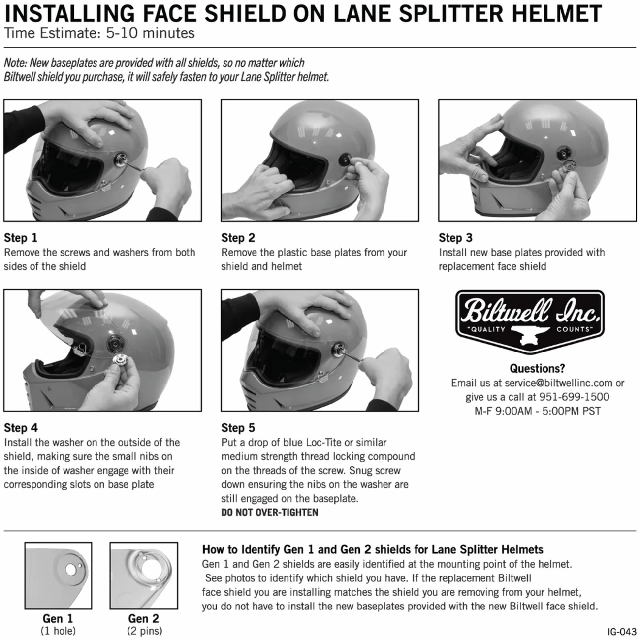 Biltwell Lane Splitter Gen 2 Face Shield With ProtectTint Lens