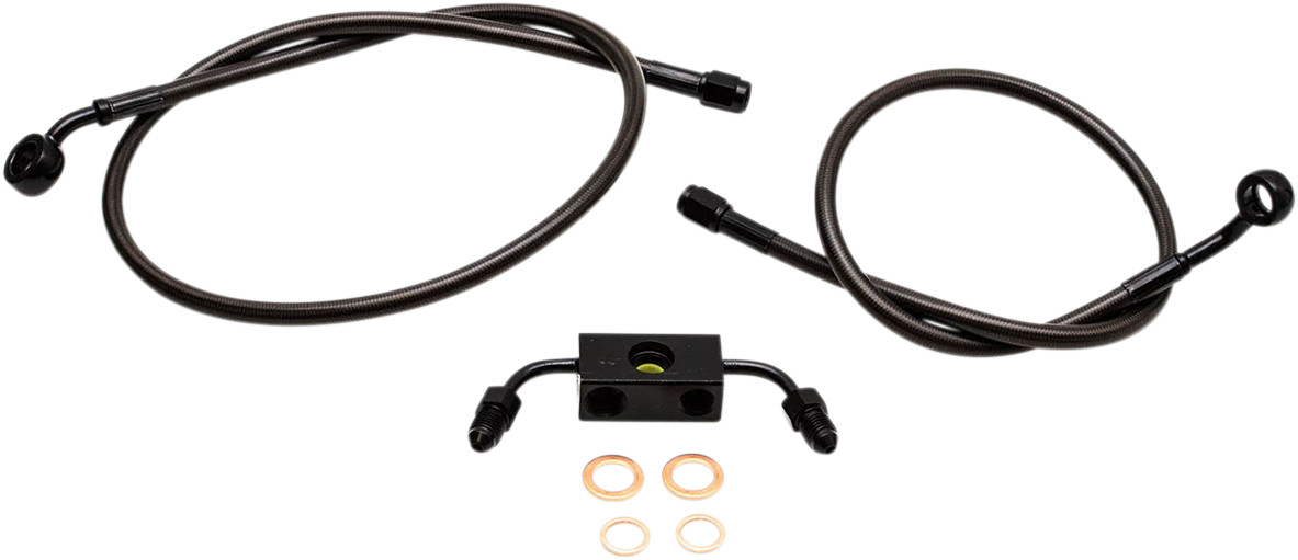 LA CHOPPERS Midnight Braided Brake Line Kit