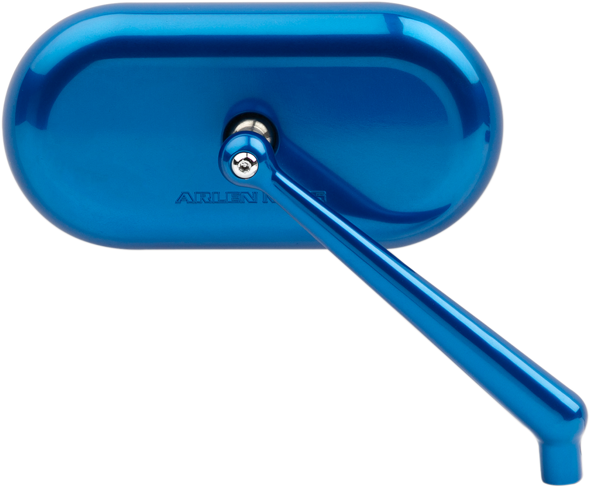 Arlen Ness Gloss Blue Oval Convex Screw in Right Side Single Handlebar Mirror