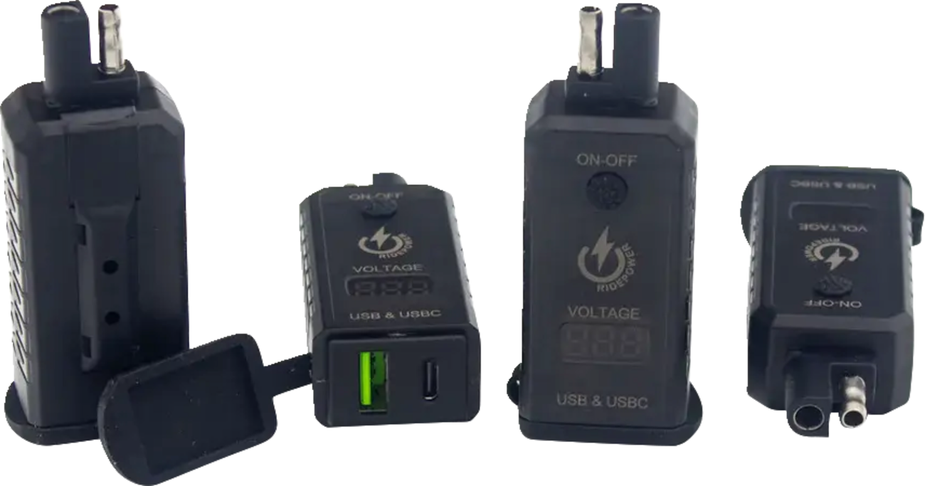 RidePower SAE To USB / USB-C Outlet With Voltage Display