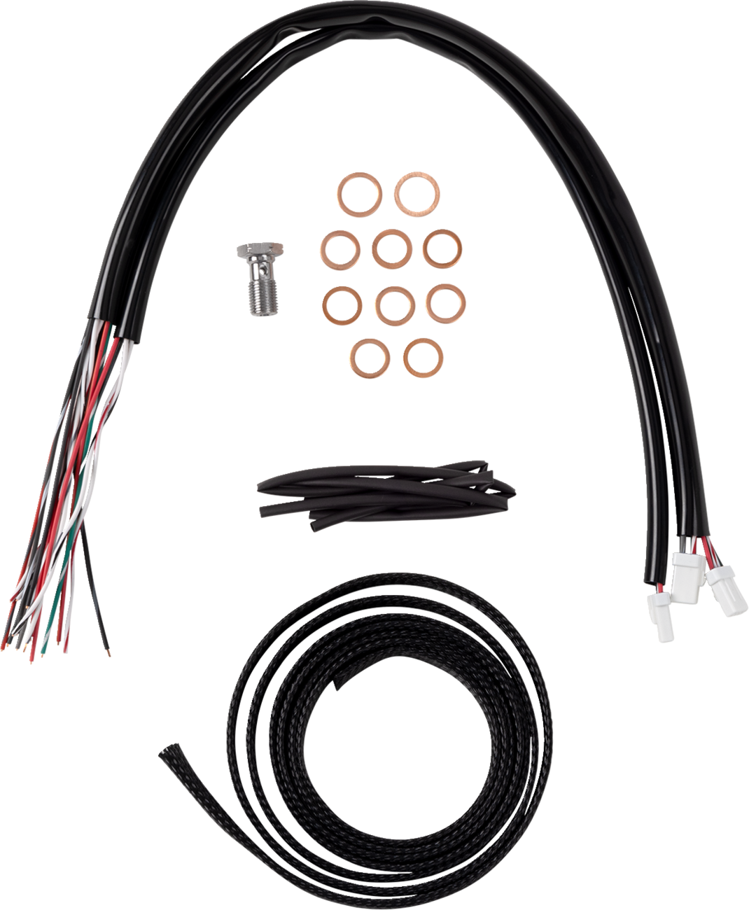 Complete Stainless Braided Handlebar Cable/Brake Line Kit — Cable Kit