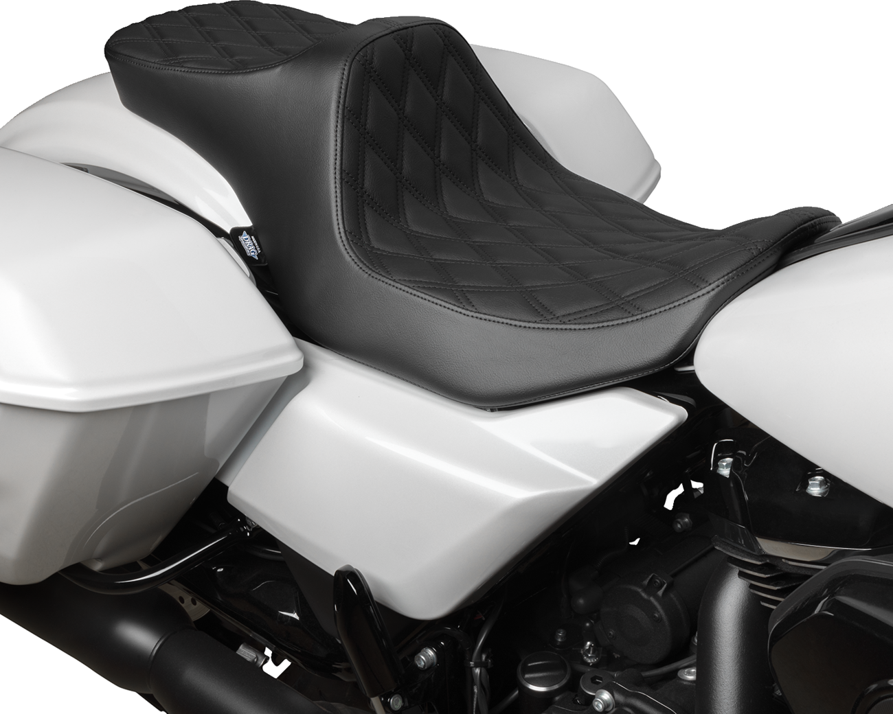 Drag specialties seats Predator III 2-Up Seat - Double Diamond - Black Stitching - FLT/FLH '23-'24 Harley Davidson