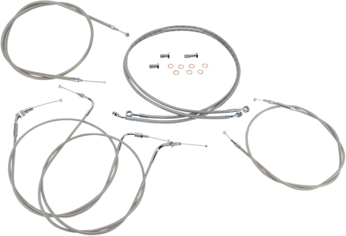 Baron Stainless Handlebar Cable/Line Kit 2000-2009 Yamaha XVS1100A V Star 1100 Classic / 1999-1999 Yamaha XVS 1100 A V-Star Classic