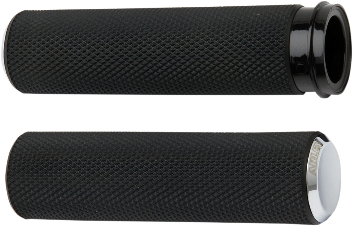 Arlen Ness Anodized Knurled Grips For Harley With Dual Cable Throttle