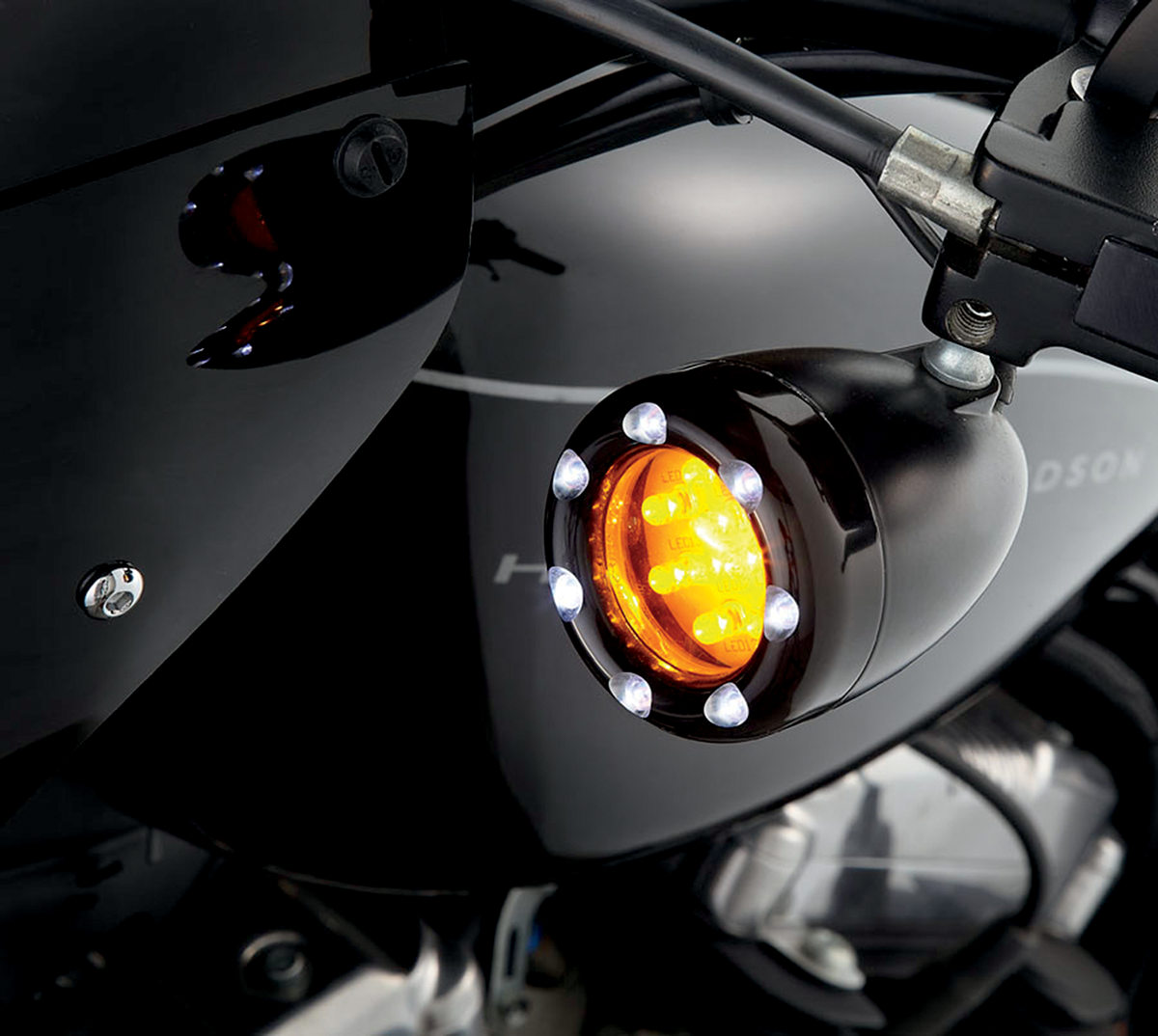 Arlen ness LED Light Kit for Factory Turn Signal Housing - Amber/White - Black