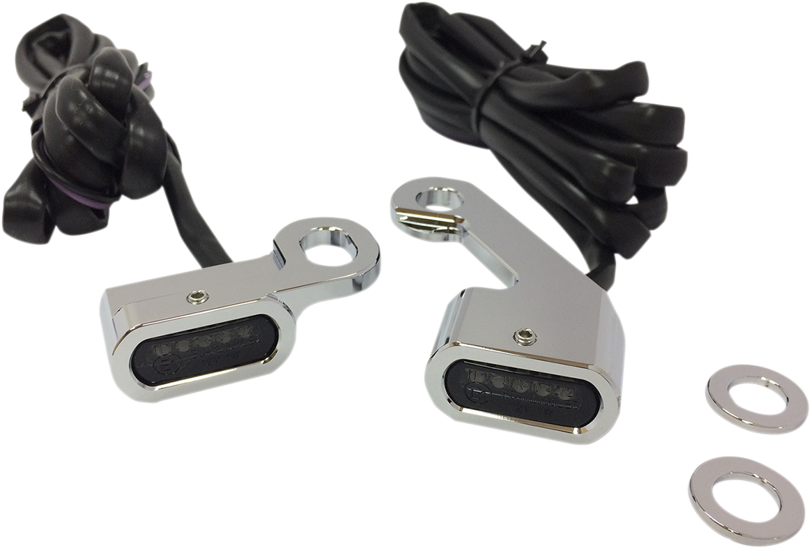 Drag specialties LED Handlebar Marker Lights - Chrome/Smoke Harley Davidson