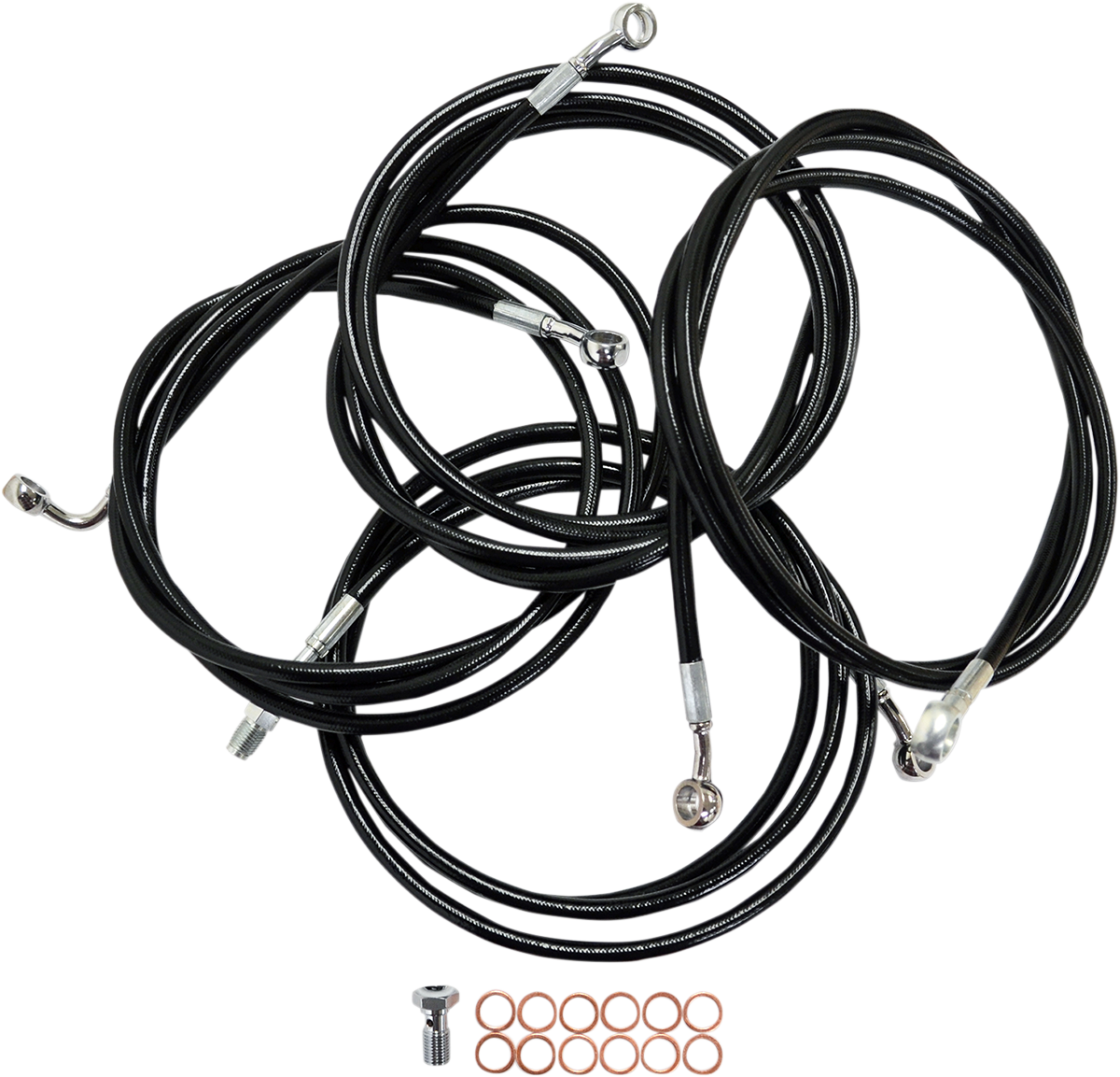 La choppers Standard Black Vinyl Handlebar Cable/Brake Line Kit - 12"-14" Ape Hangers - '14-'16 FLH Harley Davidson