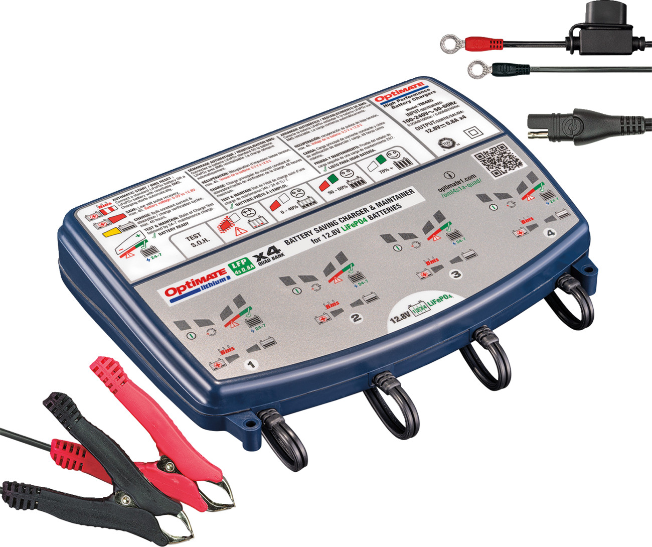 TecMate OptiMate Lithium 4s 0.8A Quad Bank Battery Charger