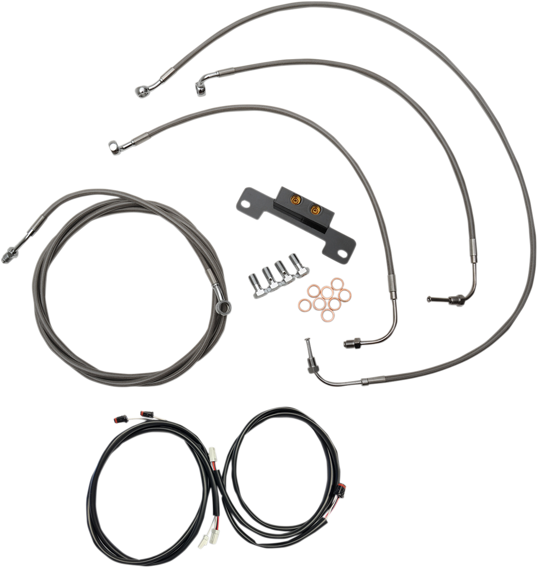 La choppers Complete Plug-and-Play Cable Kit - 15" - 17" Handlebars - '17-'19 Touring - Stainless Harley Davidson