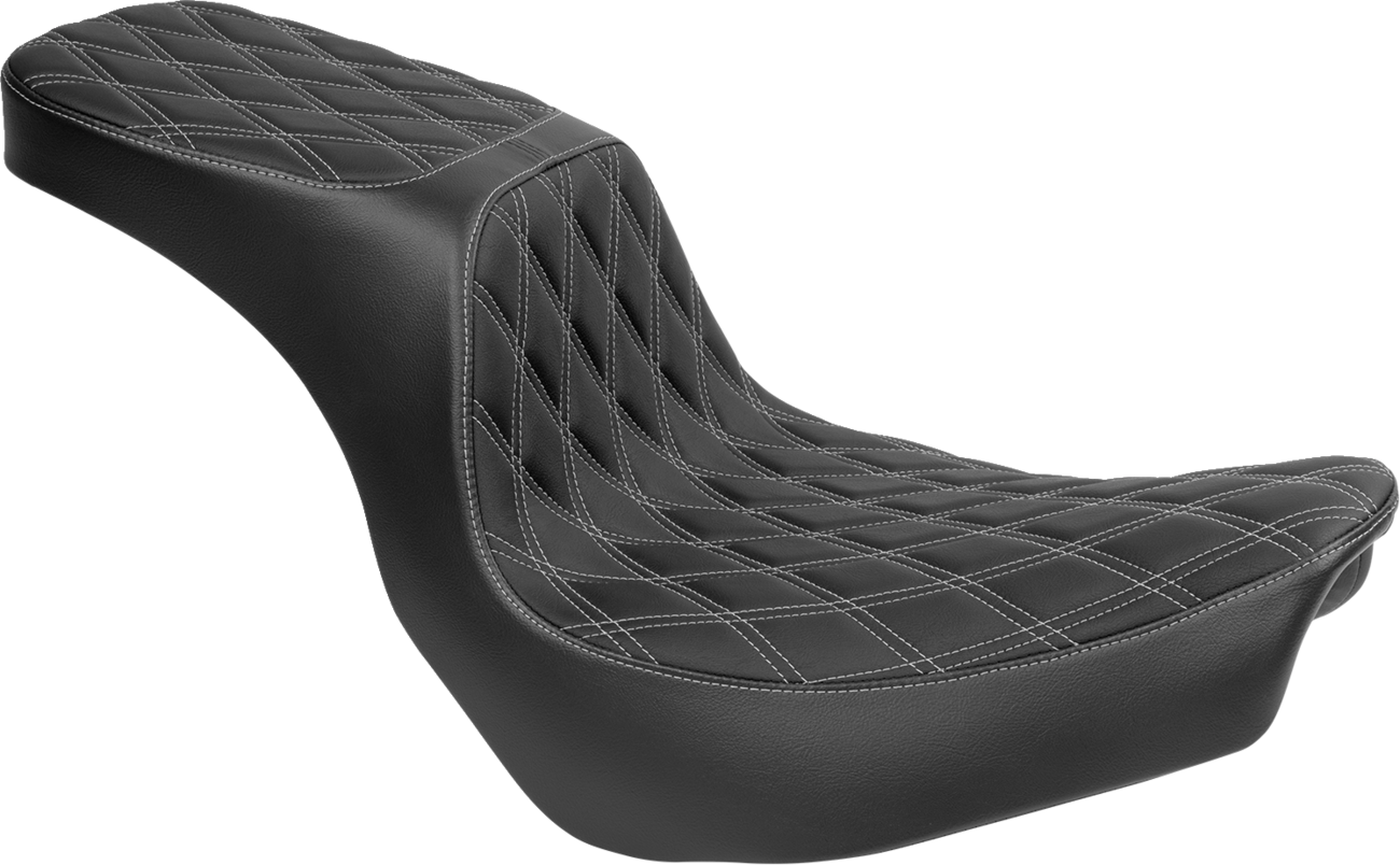 Drag specialties seats Predator 2-Up Seat - Vinyl - Double Diamond - Silver Stitching - FLSB/FXLRS '18-'24 Harley Davidson