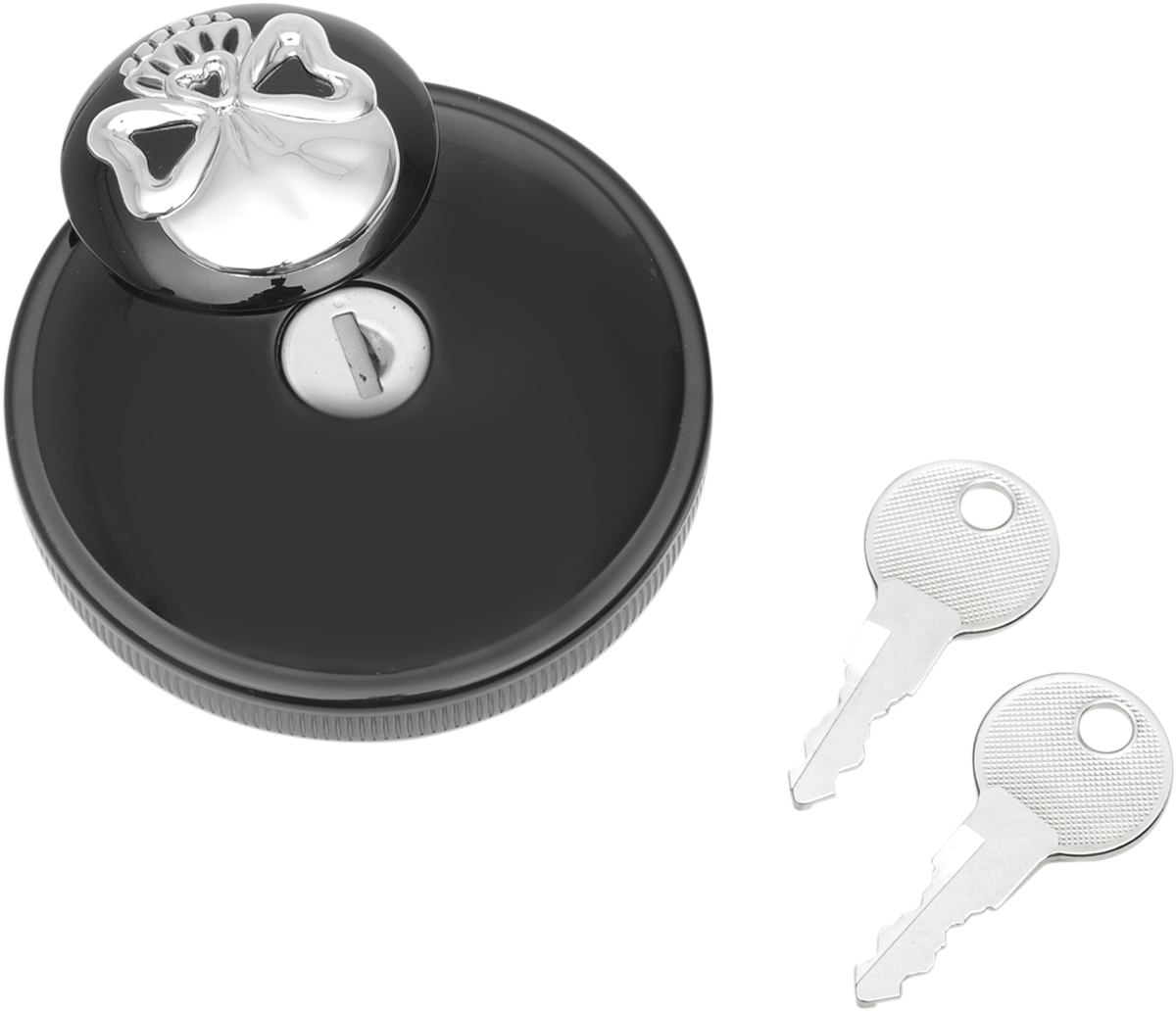 Drag specialties Locking Gas Cap - Skull - Vented - Gloss Black Harley Davidson