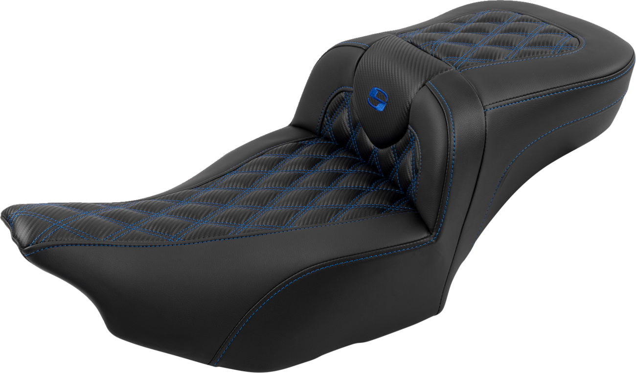 Saddlemen Roadsofa Extended Reach Seat Backrest Blue Stitch FLHX FLTR 23-24