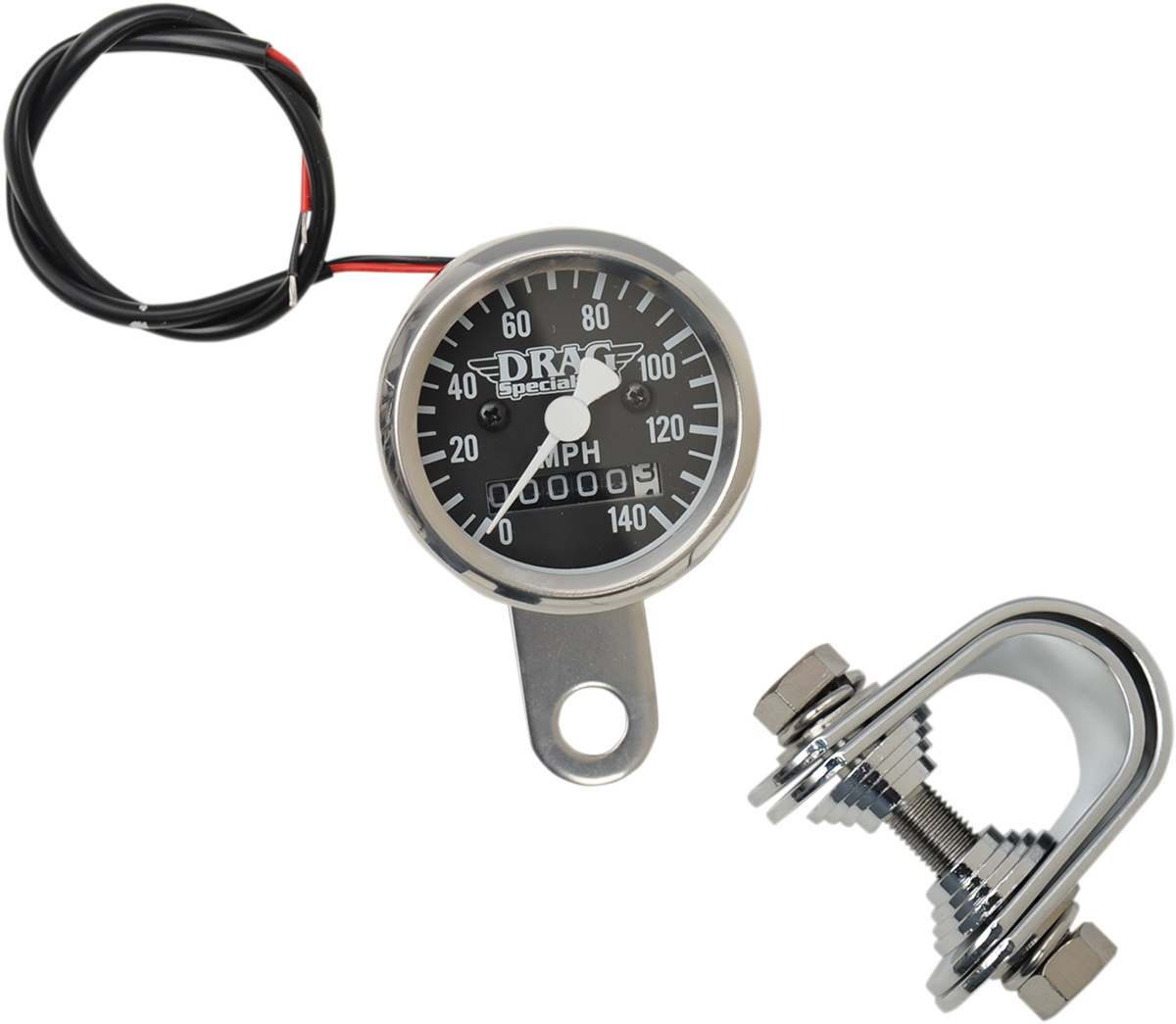 Drag specialties Mini Speedometer - Black - 2240:60 Ratio - 1-7/8"