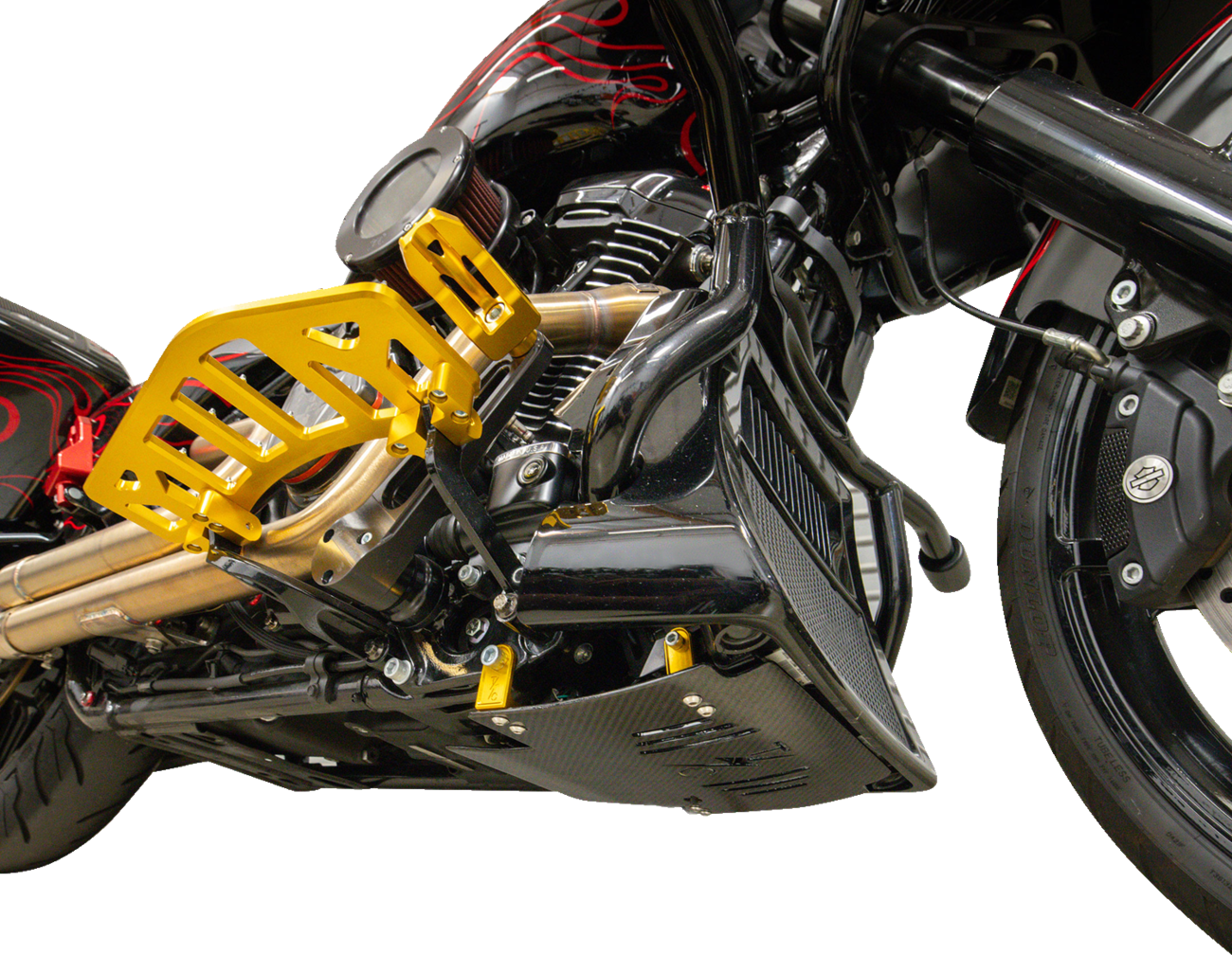 Thrashin supply co. Skid Plate - Carbon Fiber/Gloss - With Gold Brackets - FLHX/FLTRX 2024-2024 Harley Davidson FLTRX Road Glide / 2024-2024 Harley Davidson FLHX Street Glide