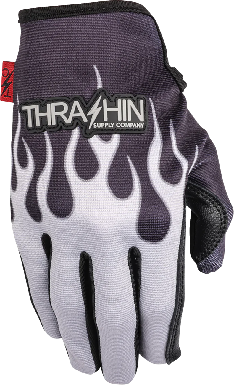 Thrashin Supply Co Stealth Leather Palm Flame Gloves